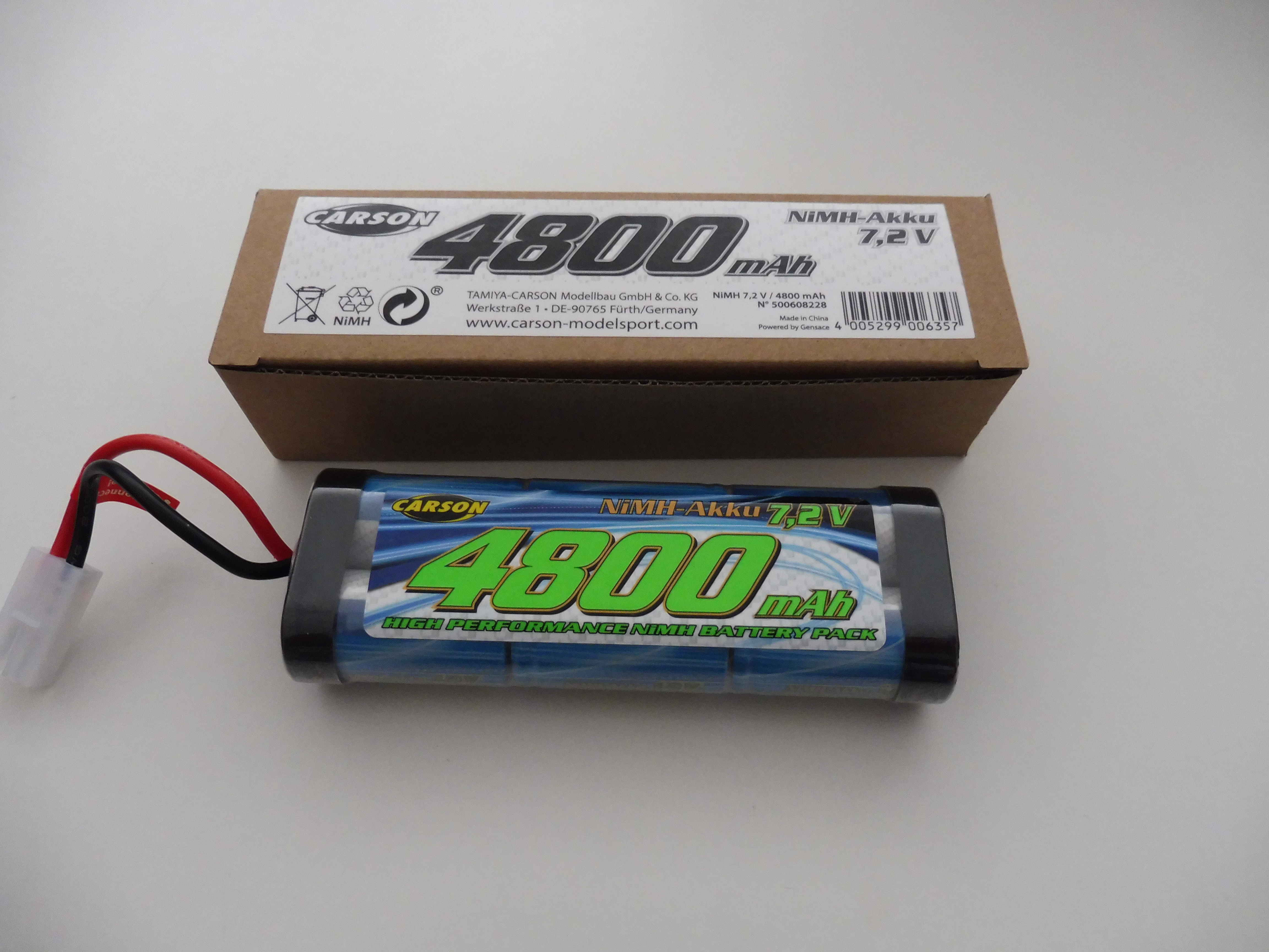 Carson NIMH battery racing pack 4800 mAh 7.2V # 500608228